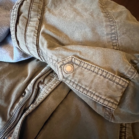 Levi's Men's Cotton Olive Denim Faux Shearling Utility Field Jacket, Size Large - Picture 7 of 16